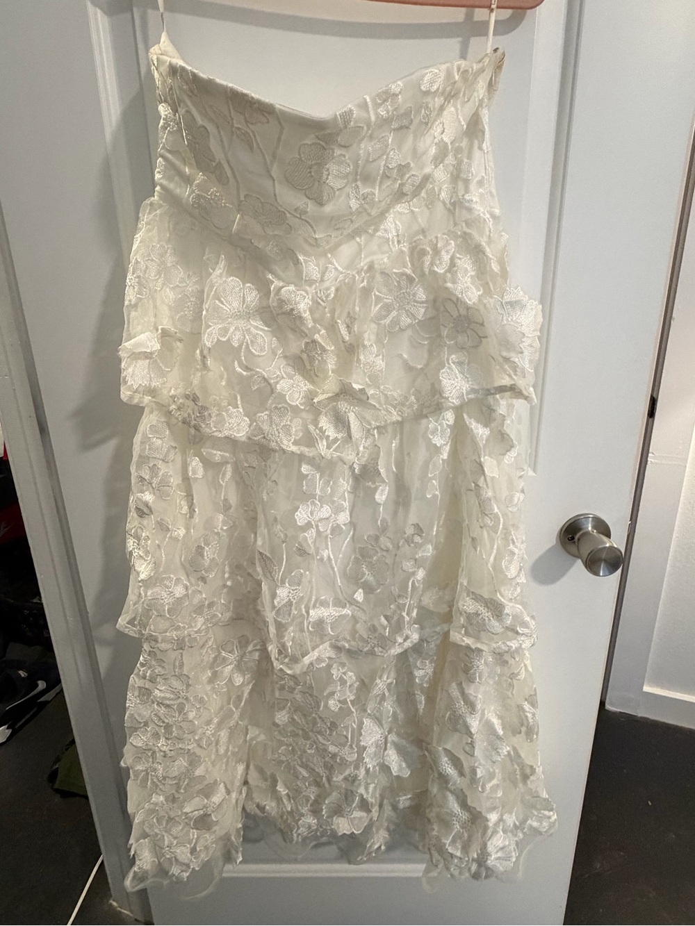 Lulu's Ivory Tiered Lace Maxi Dress
